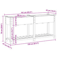Piantana da Giardino  con Scaffale 161x43x76 cm in Legno Massello di Pino