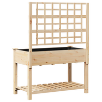 Fioriera da giardino con traliccio e ripiano 115x59x152 cm in legno massello di abete