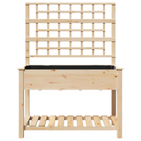 Fioriera da giardino con traliccio e ripiano 115x59x152 cm in legno massello di abete