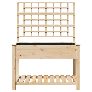 Fioriera da giardino con traliccio e ripiano 115x59x152 cm in legno massello di abete