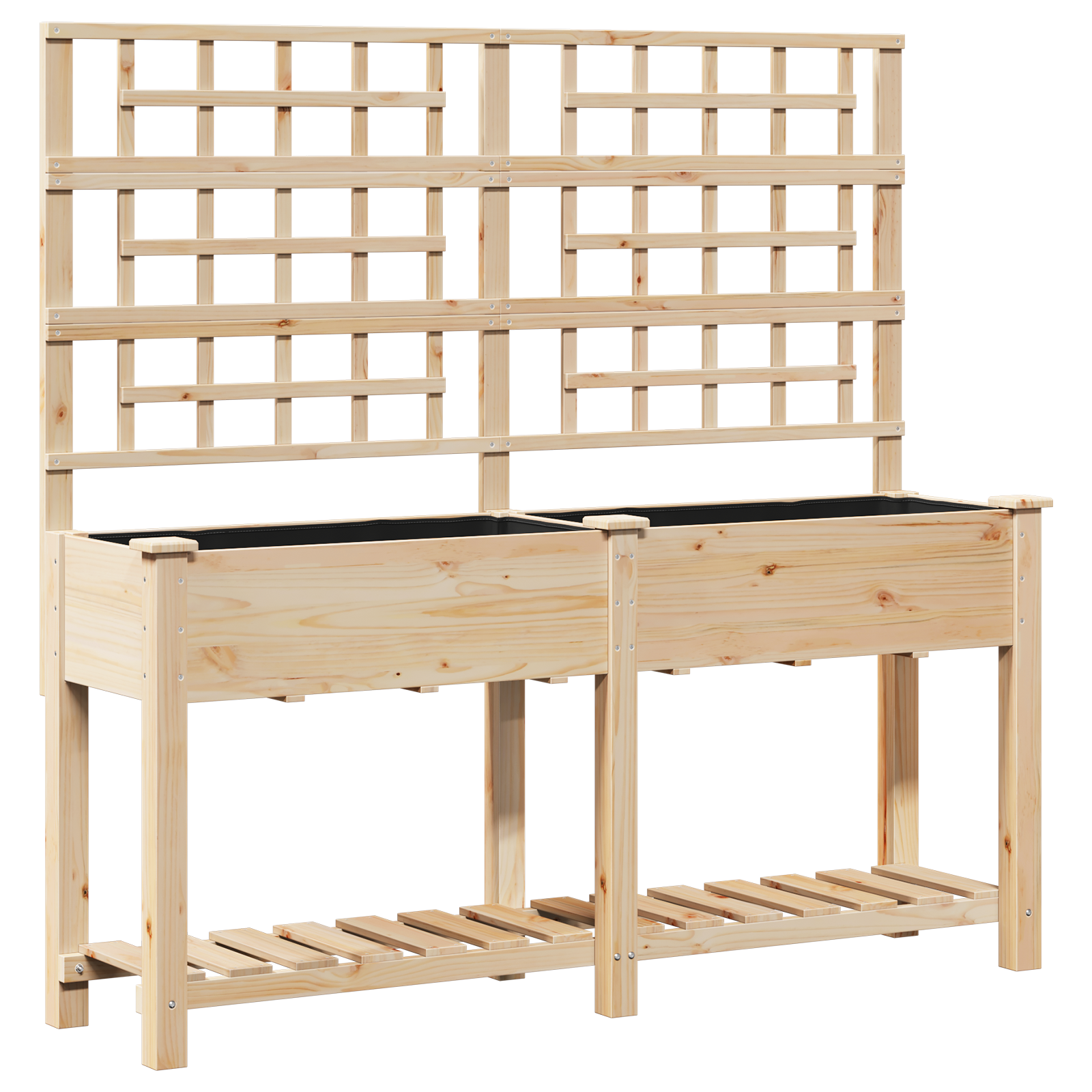 Vaso da Giardino  con Trellis e Ripiano 161x43x152 cm in Legno Massello di Pino