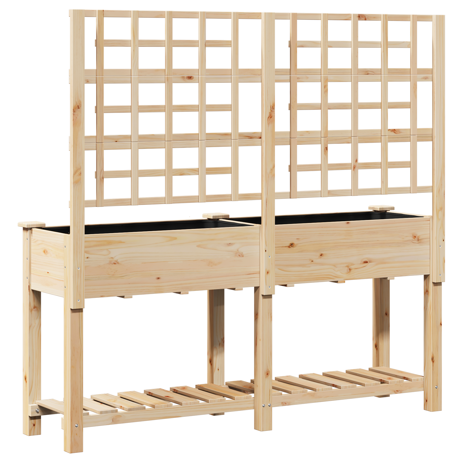 Vaso da Giardino  con Trellis e Ripiano 161x43x152 cm in Legno Massello di Pino