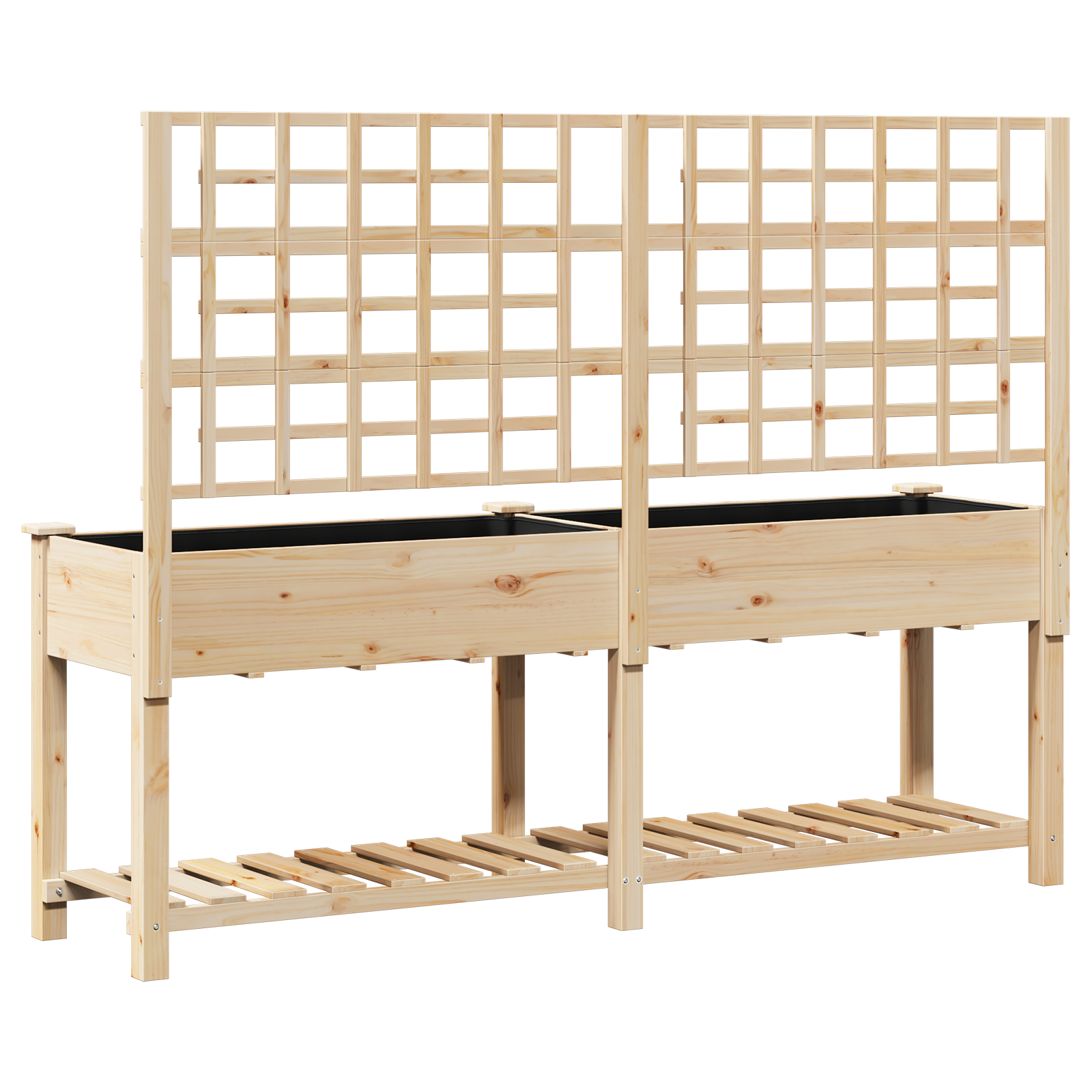 Pianter a Giardino con Trellis e Ripiano 203x53x152 cm in Legno Massello di Pino