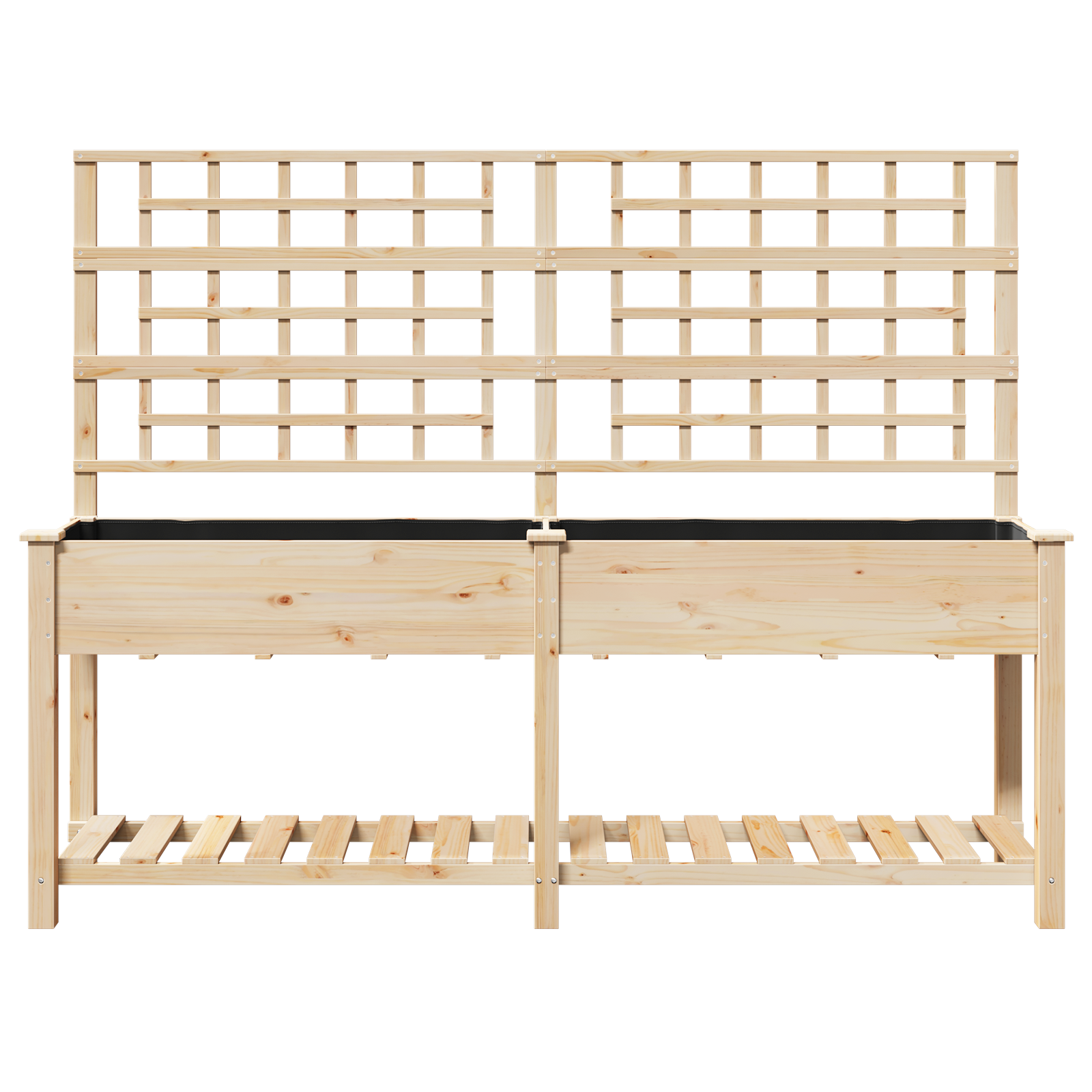 Pianter a Giardino con Trellis e Ripiano 203x53x152 cm in Legno Massello di Pino