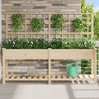 Pianter a Giardino con Trellis e Ripiano 203x53x152 cm in Legno Massello di Pino