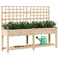 Pianter a Giardino con Trellis e Ripiano 203x53x152 cm in Legno Massello di Pino