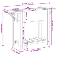 Piantana da Giardino  con Ripiani 111x37x76 cm in Legno Massello di Pino