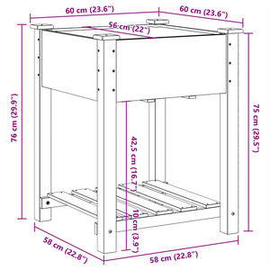 Piantana da Giardino  con Ripiano 60x60x76 cm in Legno Massello di Abete