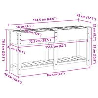 Piantana da Giardino  con Griglie 161x43x76 cm in Legno Massello di Abete