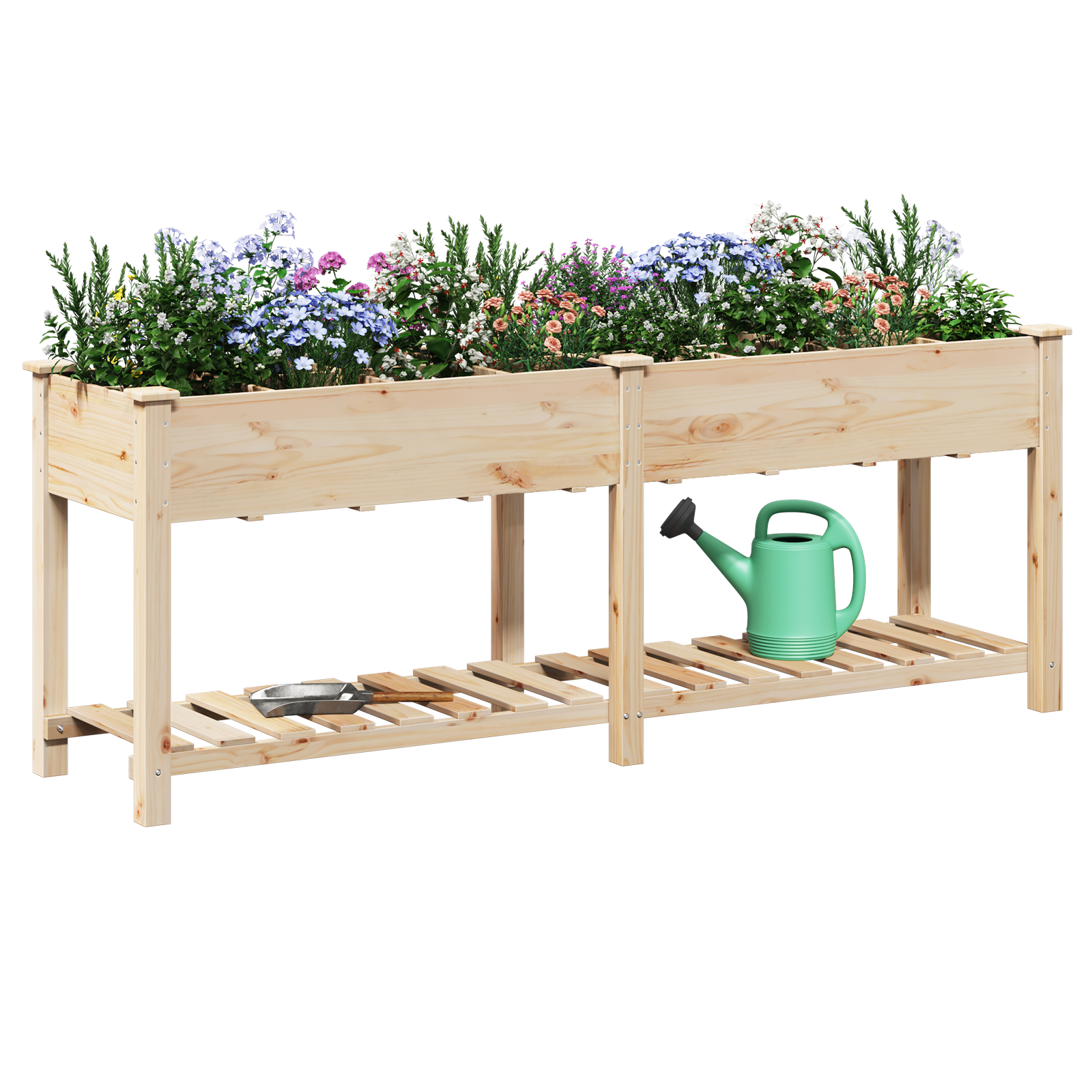 Fioriera da Giardino con Griglie 203x53x76 cm Legno Massello di Abete