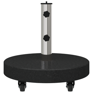 Base Ombrello con Ruote per pali Ø38/48mm Granito Nero 30 kg Rotonda