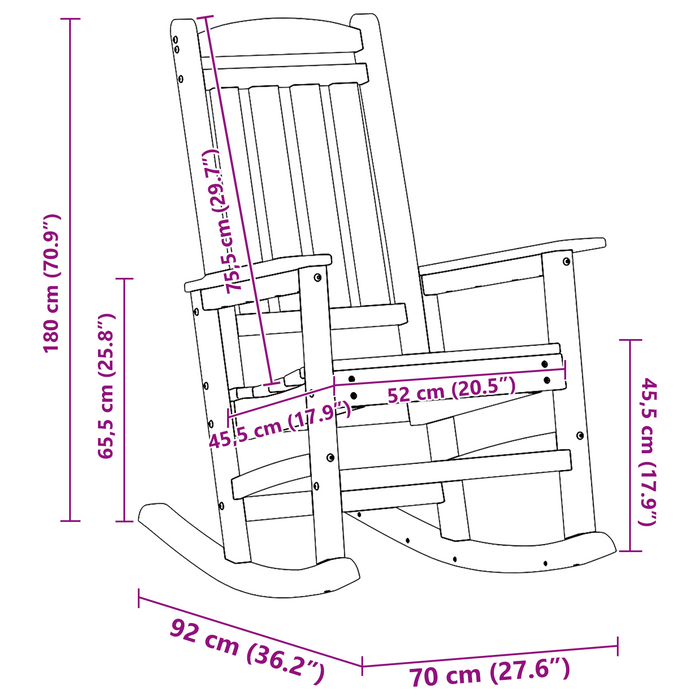 Sedia a dondolo da giardino Blu navy 70x92x108 cm HDPE