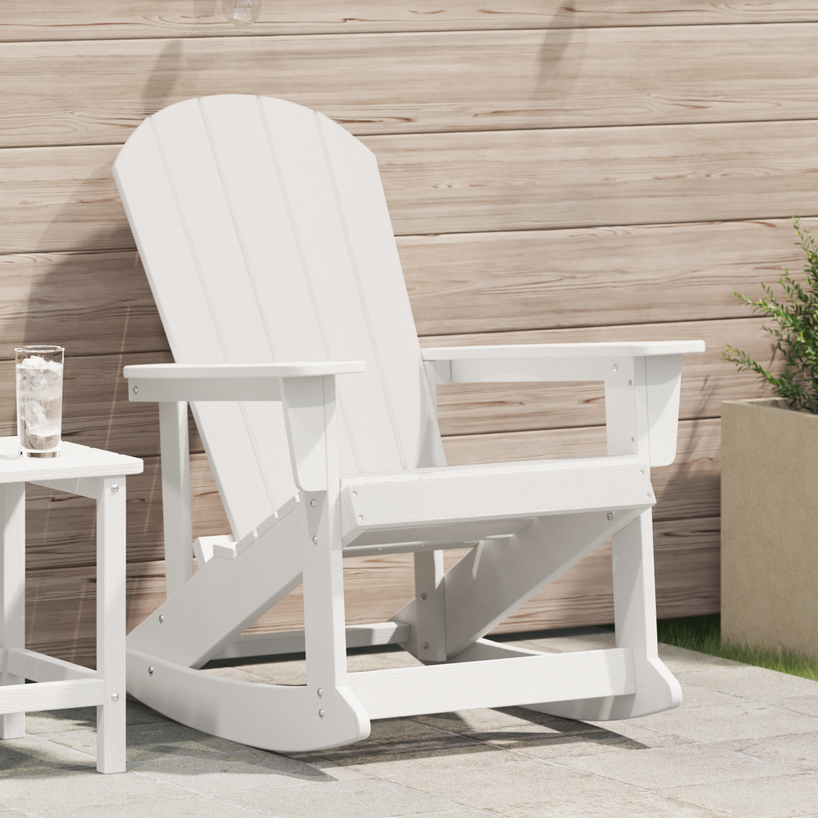 Sedia a Dondolo Adirondack Bianca 73.5x92x90 cm HDPE