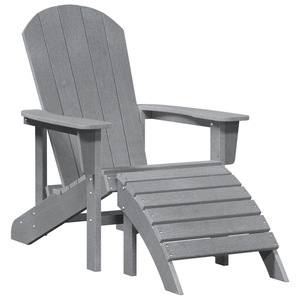 Sedia Adirondack con Poggiapiedi Grigio Chiaro HDPE