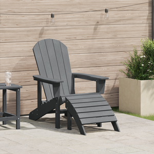 Sedia Adirondack con Poggiapiedi Grigio Chiaro HDPE