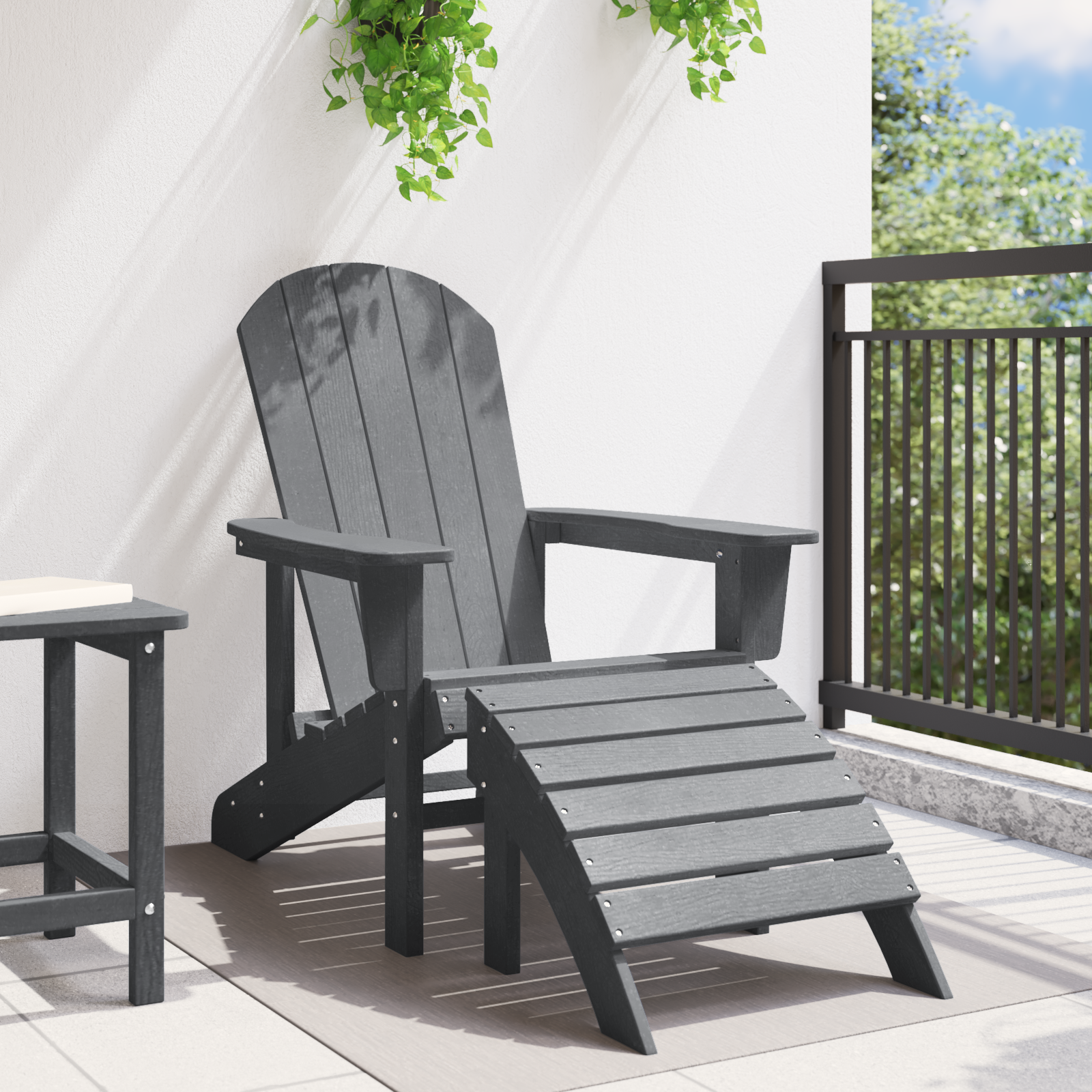 Sedia Adirondack con Poggiapiedi Grigio Chiaro HDPE