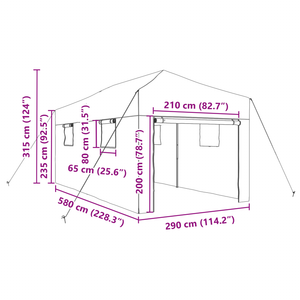 Serra con ingresso e struttura pop-up Verde 580x290x315 cm Acciaio