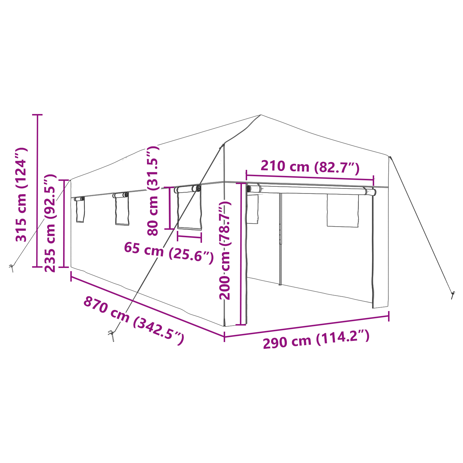 Serra a cui si può entrare con telaio pieghevole Verde 870x290x315 cm Acciaio