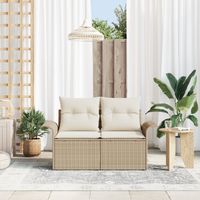 Divano da Giardino a 2 Posti con Cuscini Beige in Polyrattan