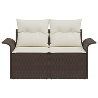 Divano da Giardino 2 Posti con Magazzino & Cuscini Rattan Poliestere Marrone