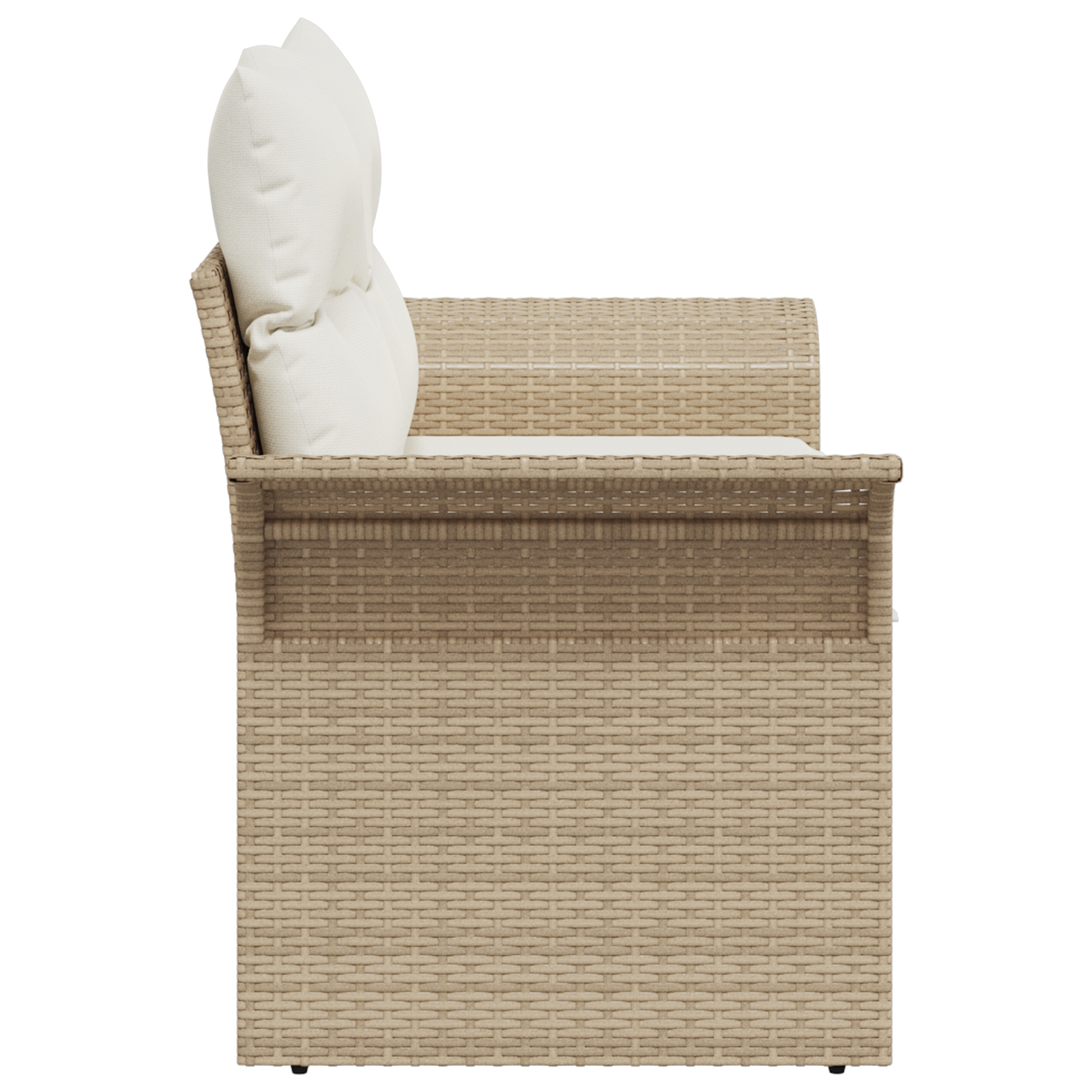 Divano da giardino per 2 con contenitore e cuscini beige in rattan sintetico