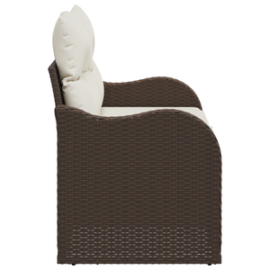 Divano da Giardino a 2 Posti con Cuscini Rattan Sintetico Marrone