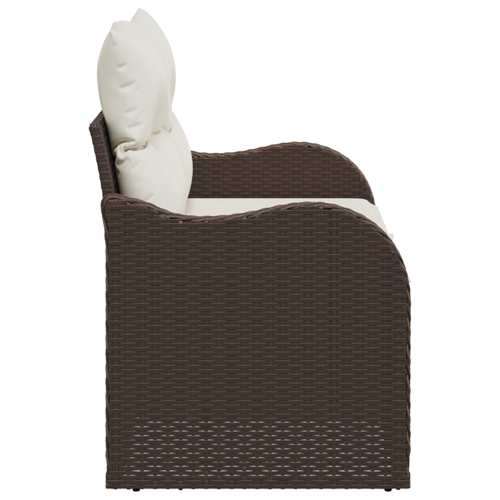 Divano da Giardino a 2 Posti con Cuscini Rattan Sintetico Marrone