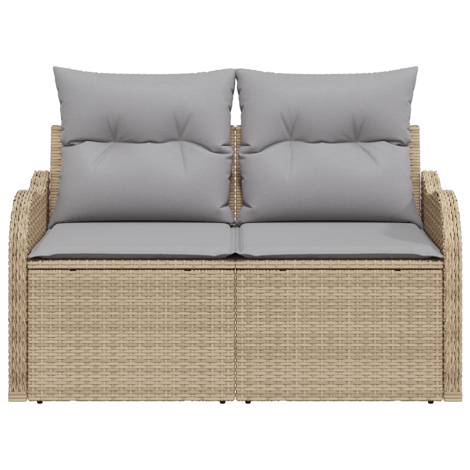 Divano da Giardino per 2 Persone con Cuscini Beige in Polyrattan