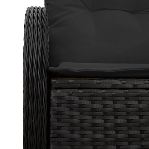 Divano da giardino a 2 posti con cuscini in poly rattan nero