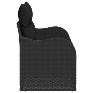 Divano da giardino a 2 posti con cuscini in poly rattan nero