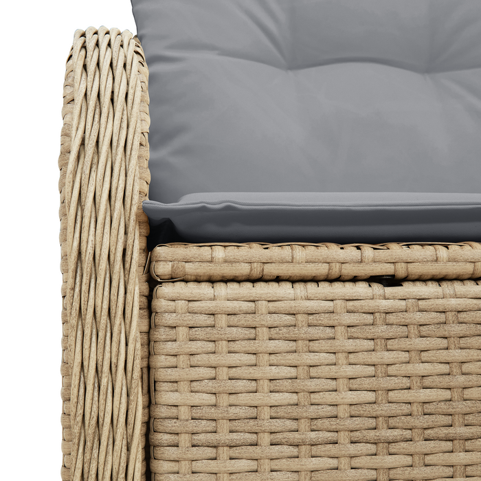 Divano da giardino a 2 posti con contenitore e cuscini Beige in Polyrattan