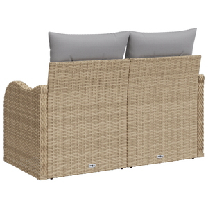 Divano da giardino a 2 posti con contenitore e cuscini Beige in Polyrattan
