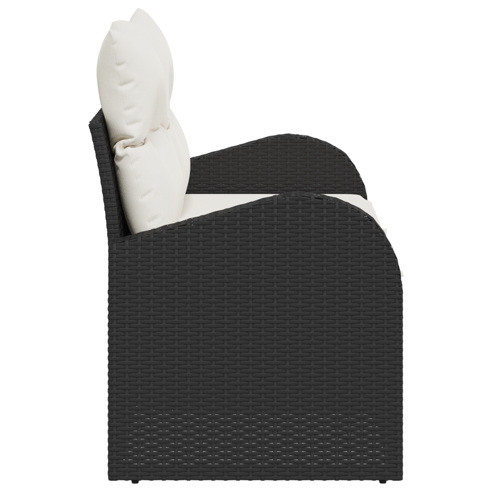 Divano da Giardino a 2 Posti con Cuscini Nero in Polyrattan