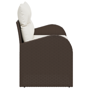 Divano da Giardino a Due Posti con Cuscini Marrone Polyrattan