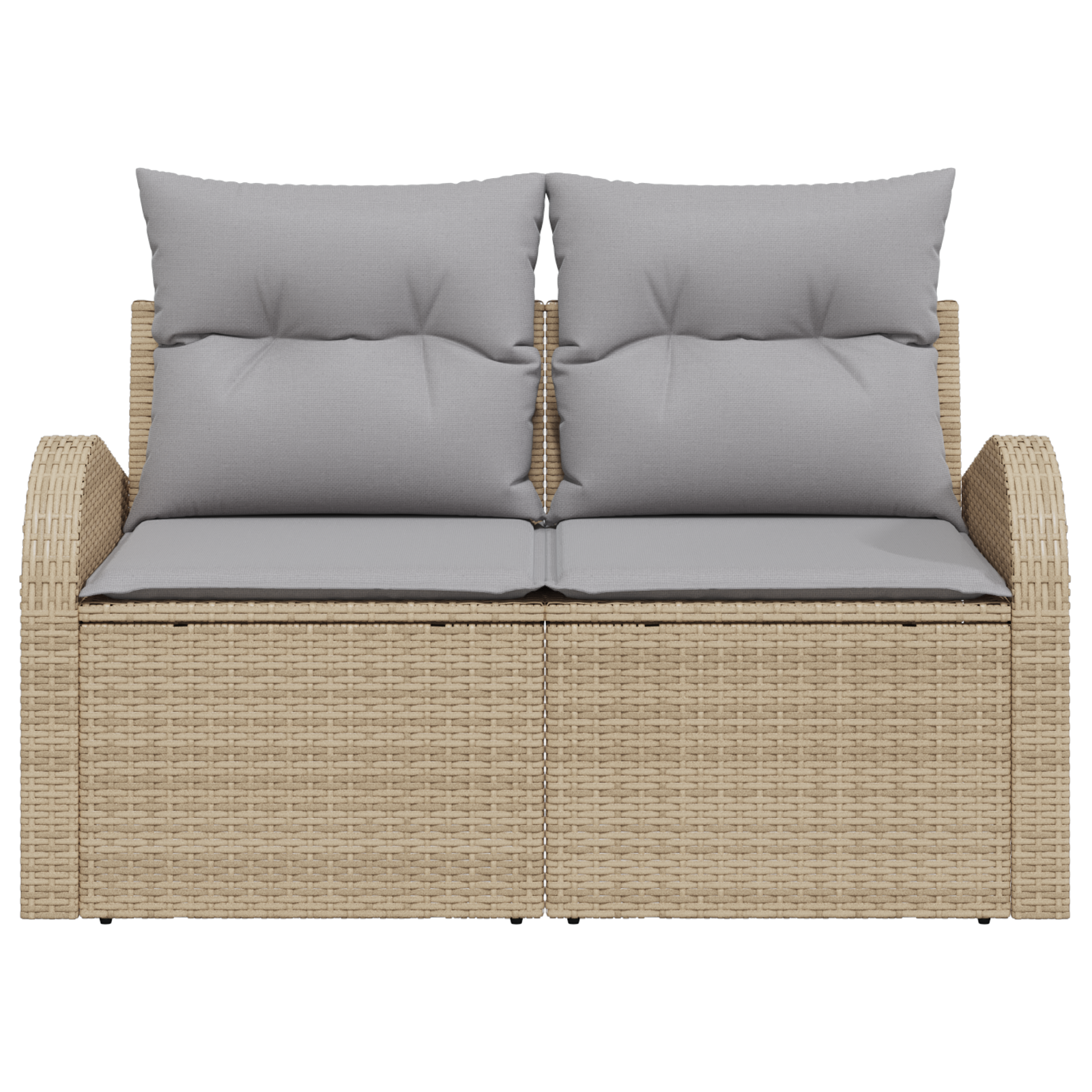 Divano da Giardino a 2 Posti con Cuscini Beige Polyrattan