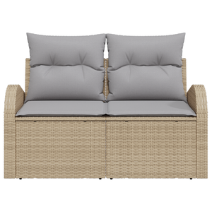 Divano da Giardino a 2 Posti con Cuscini Beige Polyrattan