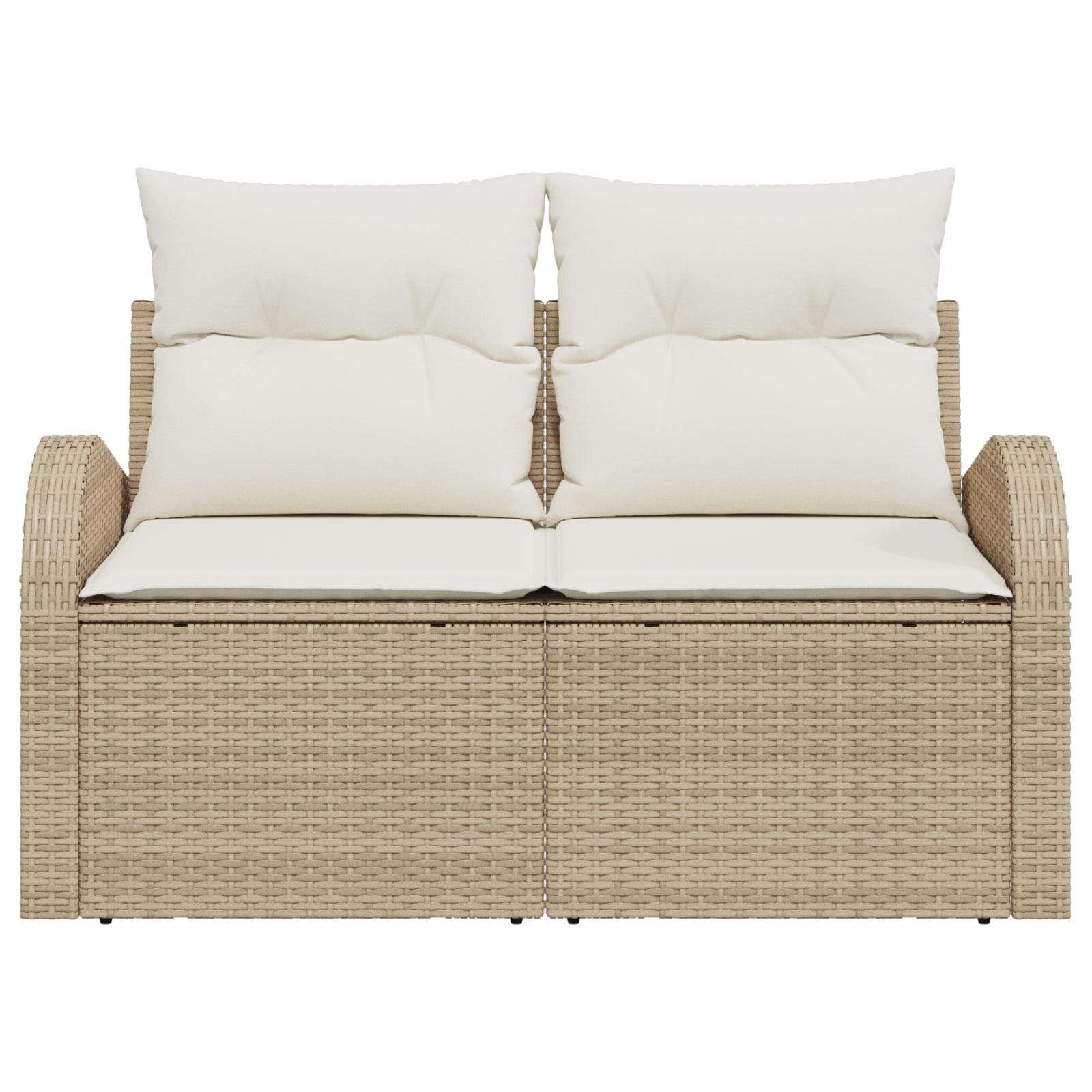 Divano da giardino a 2 posti con cuscini in polyrattan beige