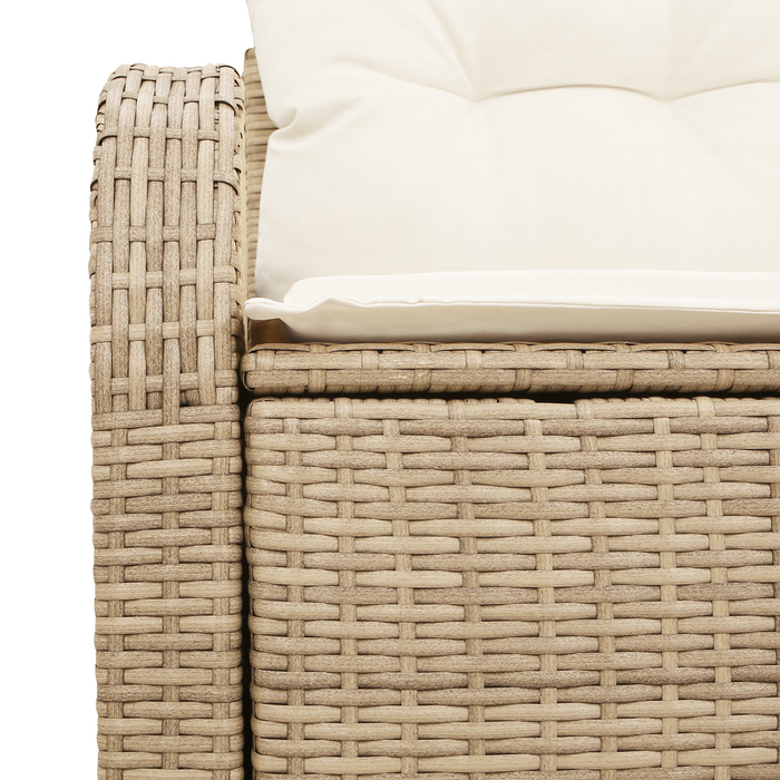 Divano da Giardino 2 Posti con Magazzino e Cuscini in Polyrattan Beige