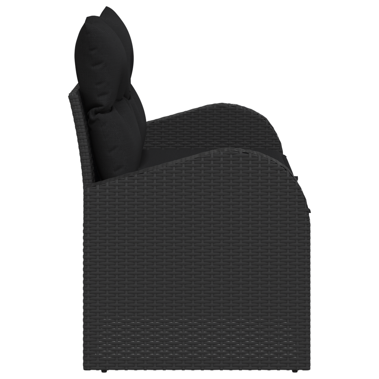 Divano da Giardino a 2 posti con Spazio di Stoccaggio & Cuscini Neri in Polyrattan