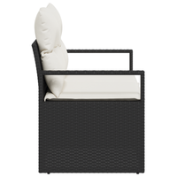 Divano da giardino a 2 posti con cuscini in polyrattan nero