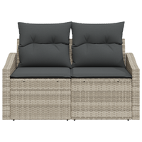 Divano da giardino a 2 posti con cuscini in rattan grigio