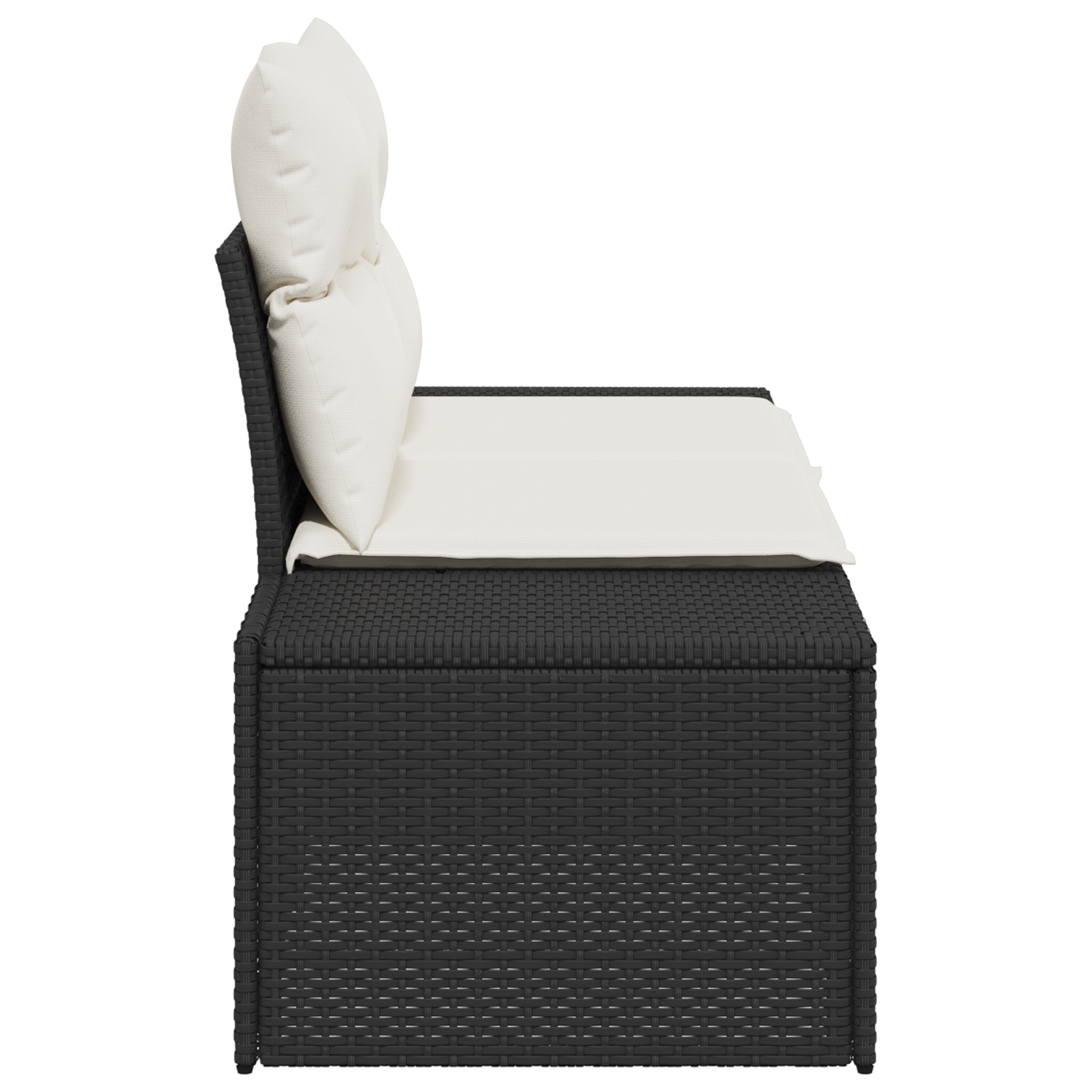 Divano da Giardino a Due Posti con Cuscini Nero Rattan Polietilene