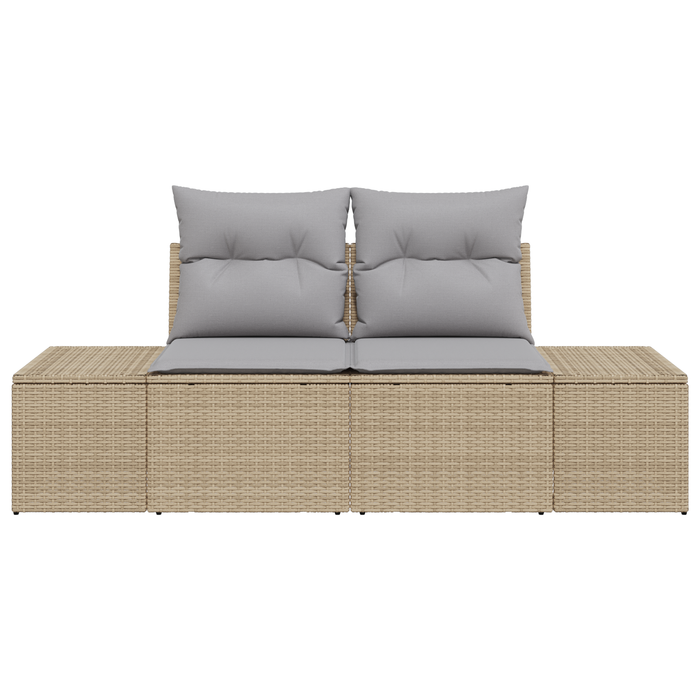 Divano da giardino a due posti con cuscini Beige Polyrattan