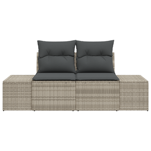 Divano Giardino 2 Posti con Cuscini Grigio Polyrattan