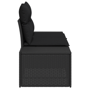 Divano da giardino a 2 posti con cuscini Nero Polyrattan