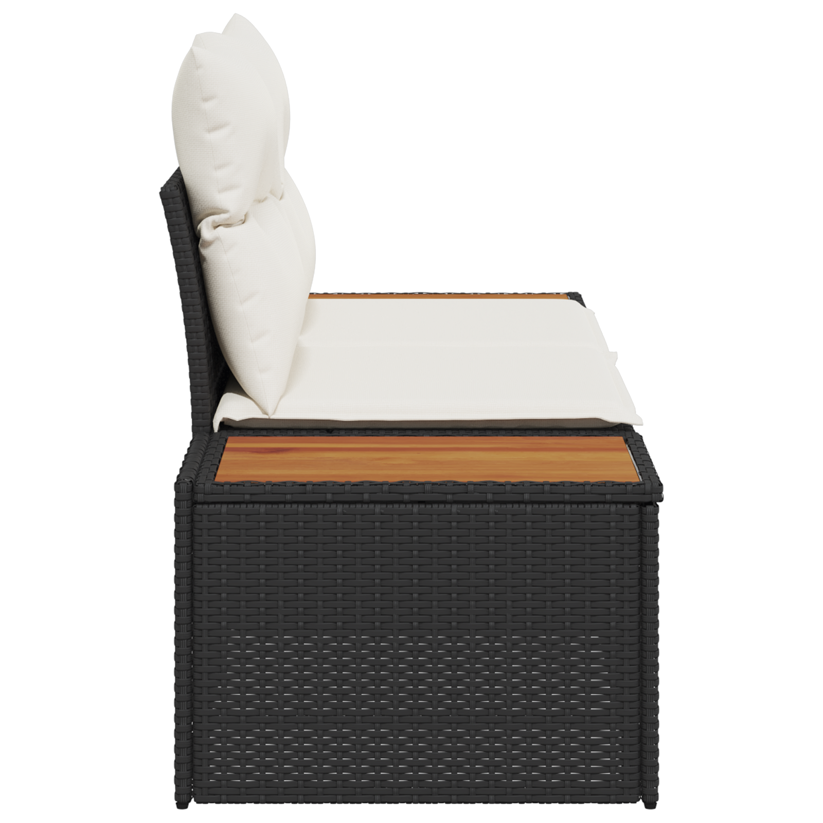 Divano da giardino a 2 posti con cuscini Nero Polyrattan