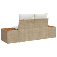 Divano da giardino 2 posti con cuscini beige in rattan polietilene