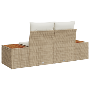 Divano da giardino 2 posti con cuscini beige in rattan polietilene