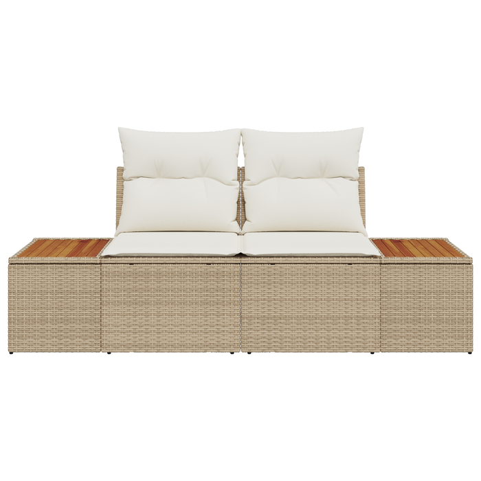 Divano da giardino 2 posti con cuscini beige in rattan polietilene