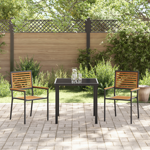 Sedia da giardino impilabile  con cuscini nera in polyrattan (set da 2)